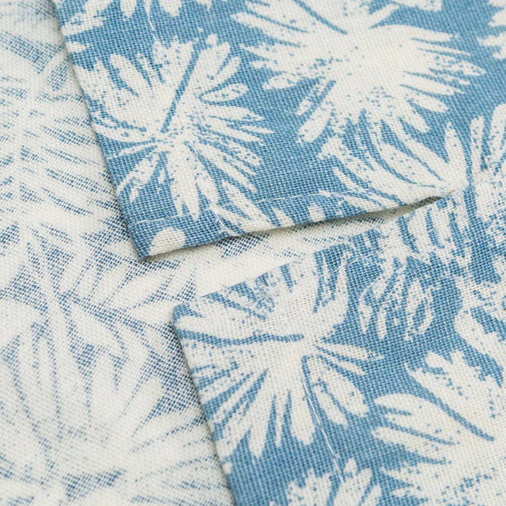 ハンドメイド調植物柄コットンリネンシャツ半袖