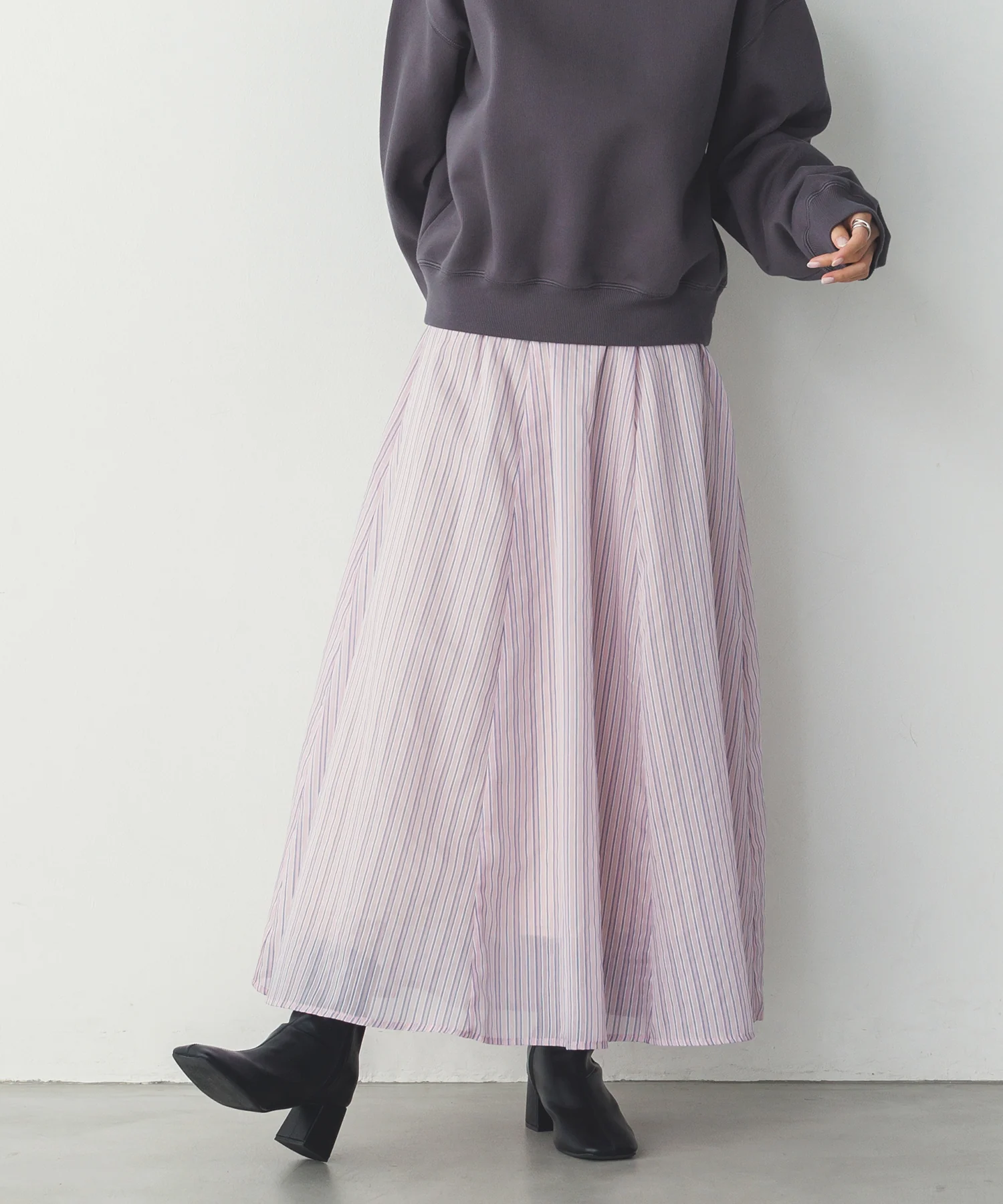 ドビーストライプ シアーフレアスカート