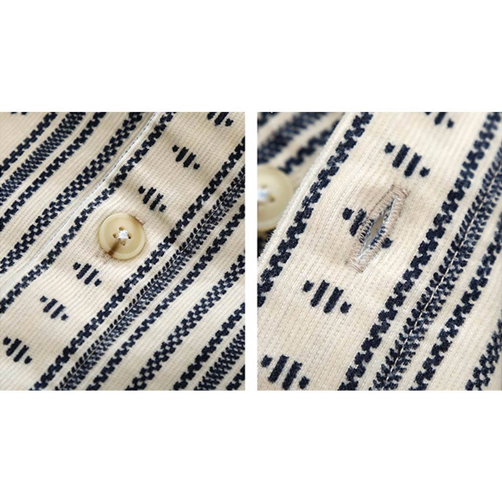 オーダーメイドコーデュロイ民族調ジオメトリック柄ワークシャツ