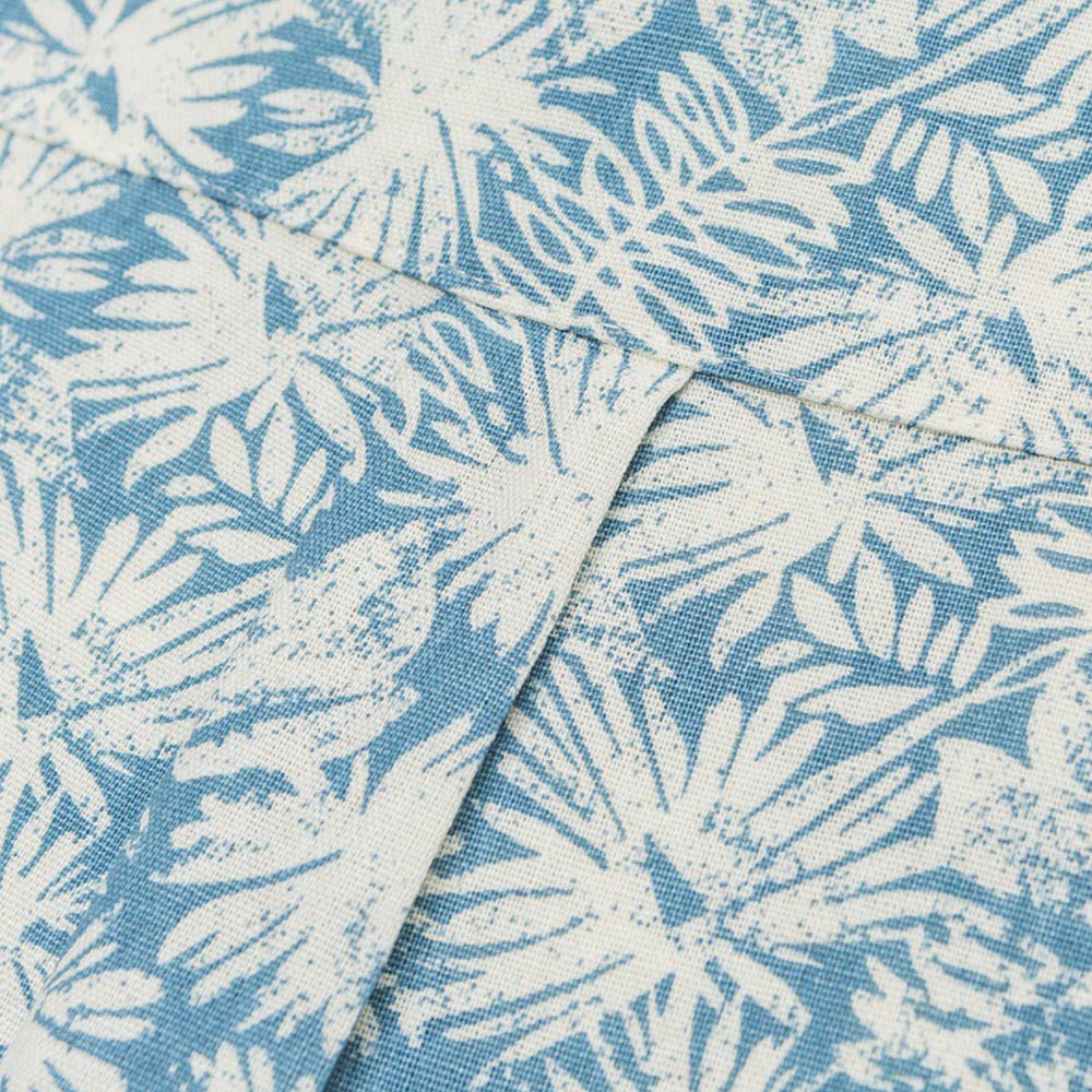 ハンドメイド調植物柄コットンリネンシャツ半袖