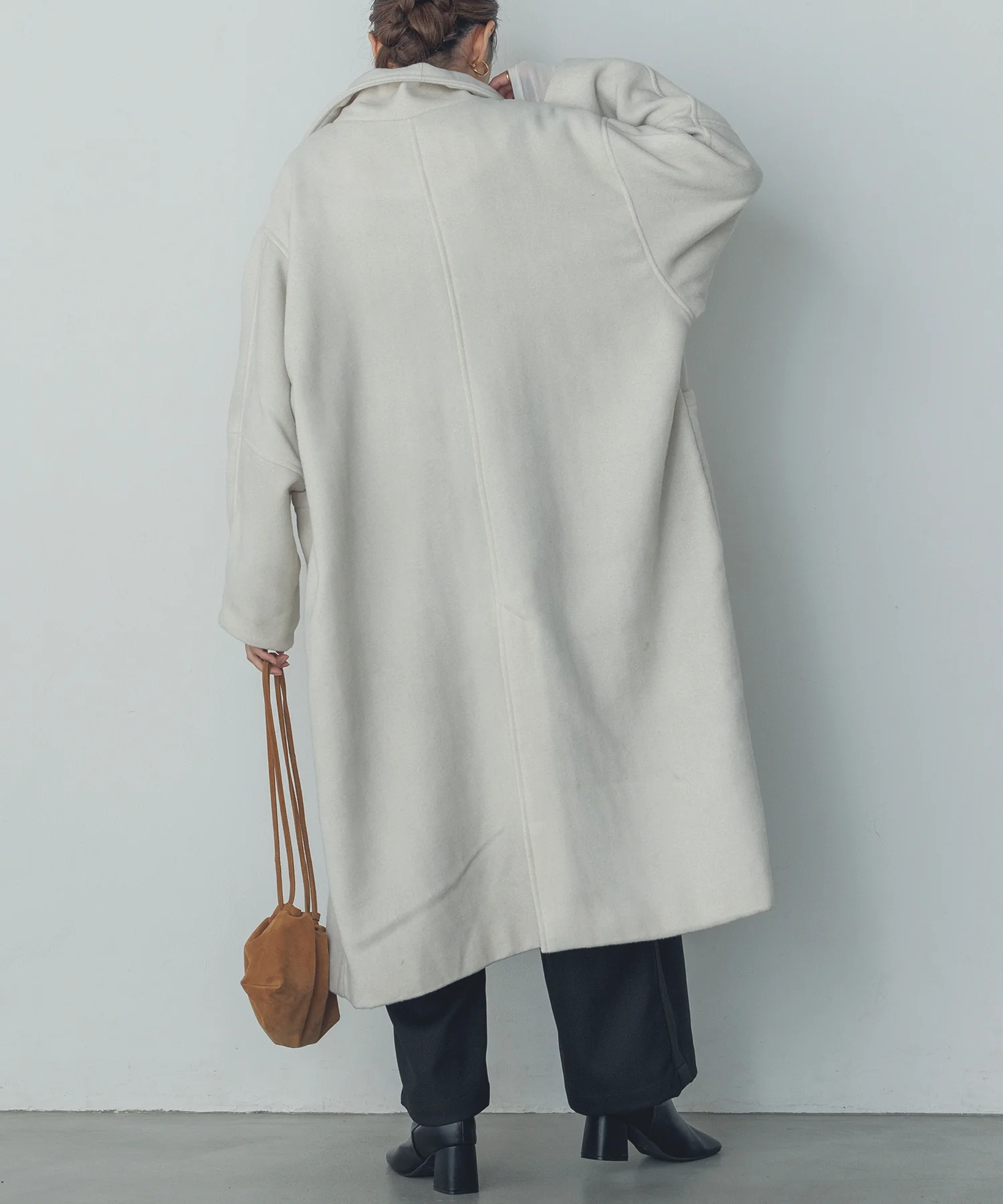 杢ヘリンボーン スタンドカラーコート