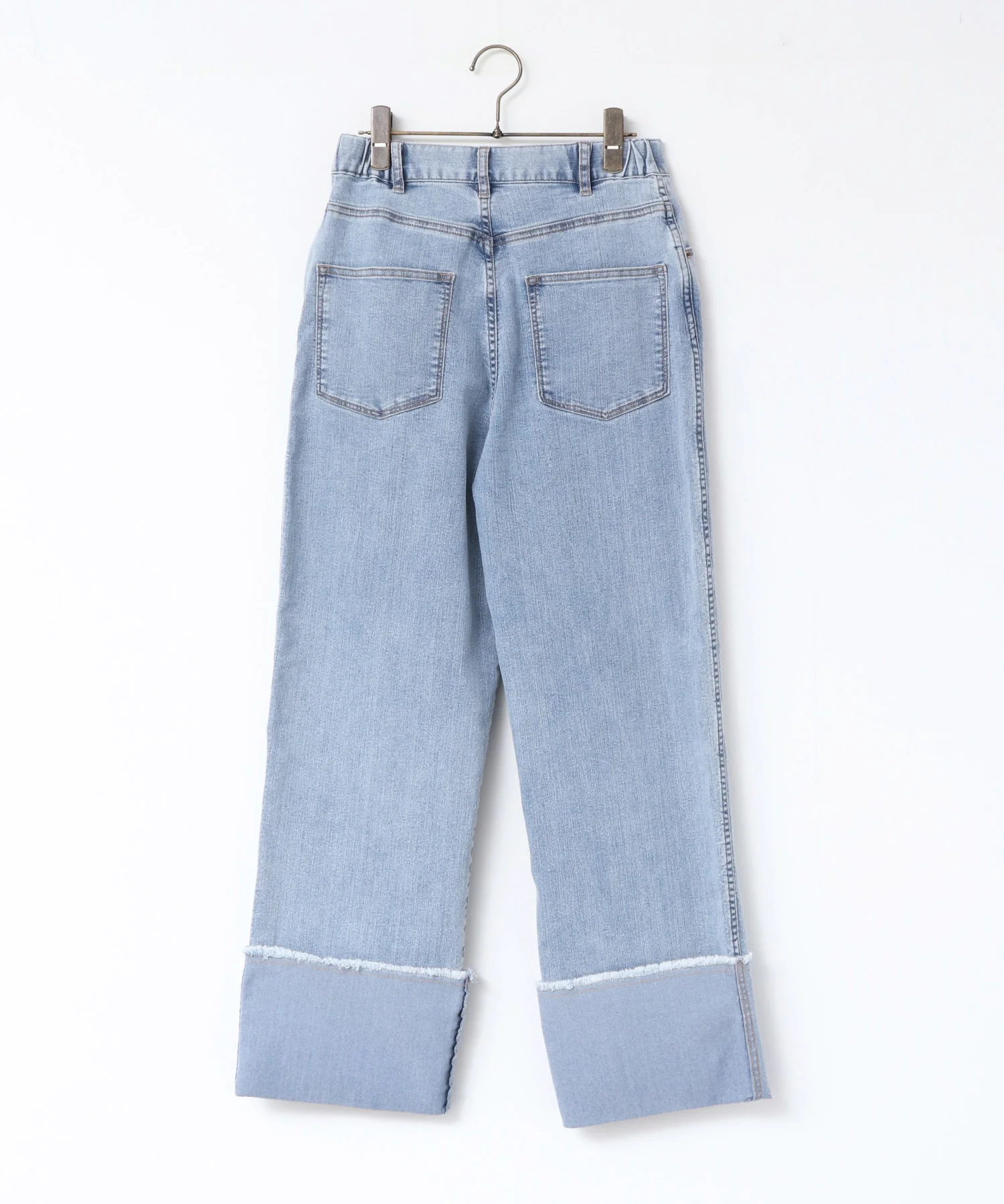 ロールアップ ワイドストレートデニムパンツ