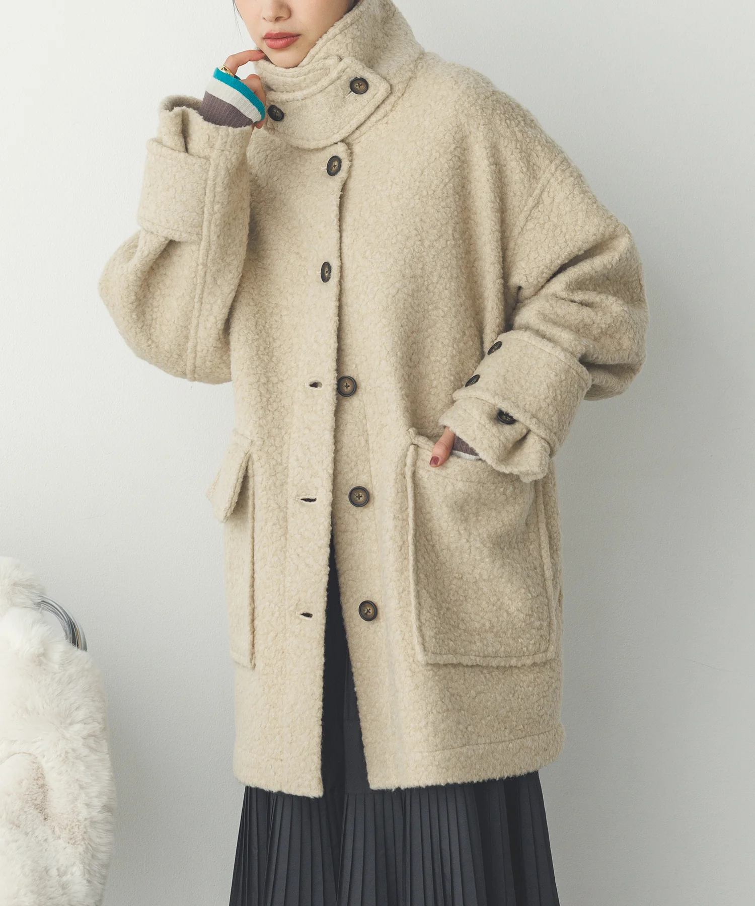 ブークレ ミドルシャツコート