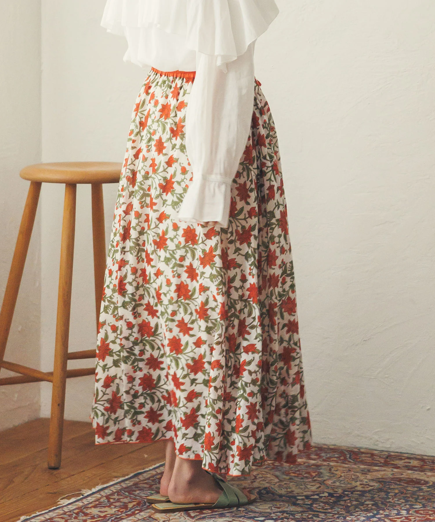 花柄プリントフレアスカート