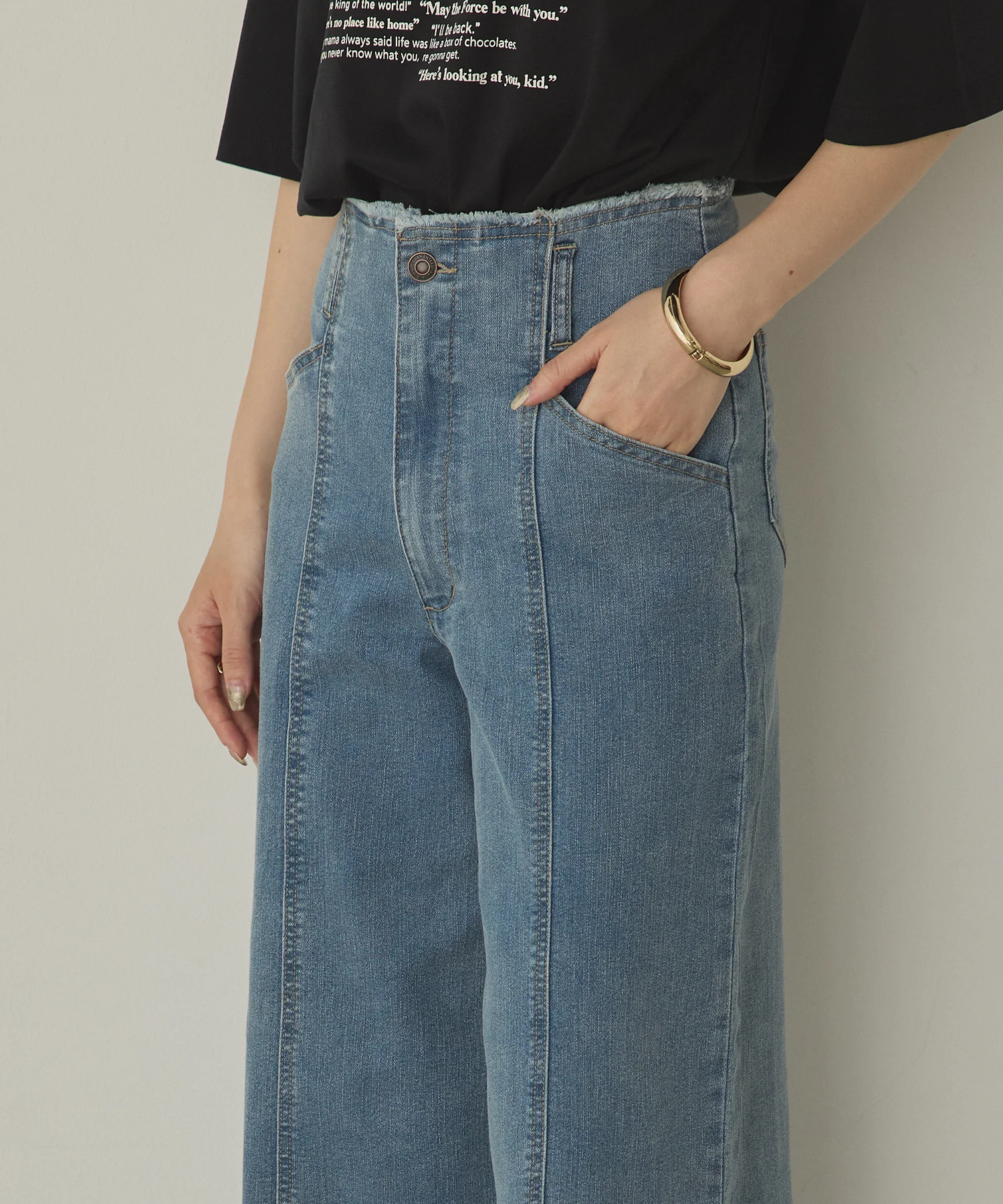 ツイル/デニム ワイドパンツ