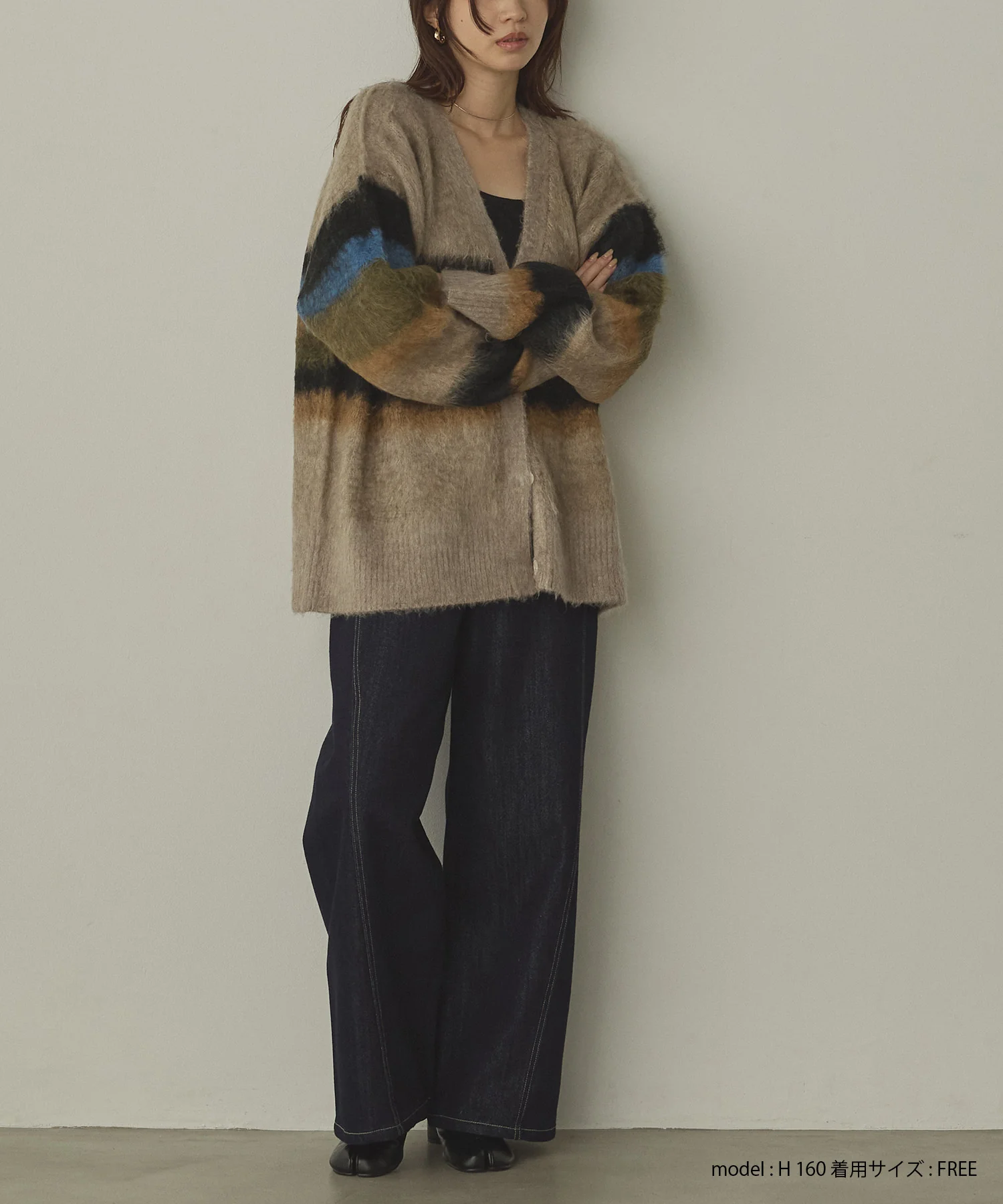 スラブデニム/ラメ ワイドパンツ　