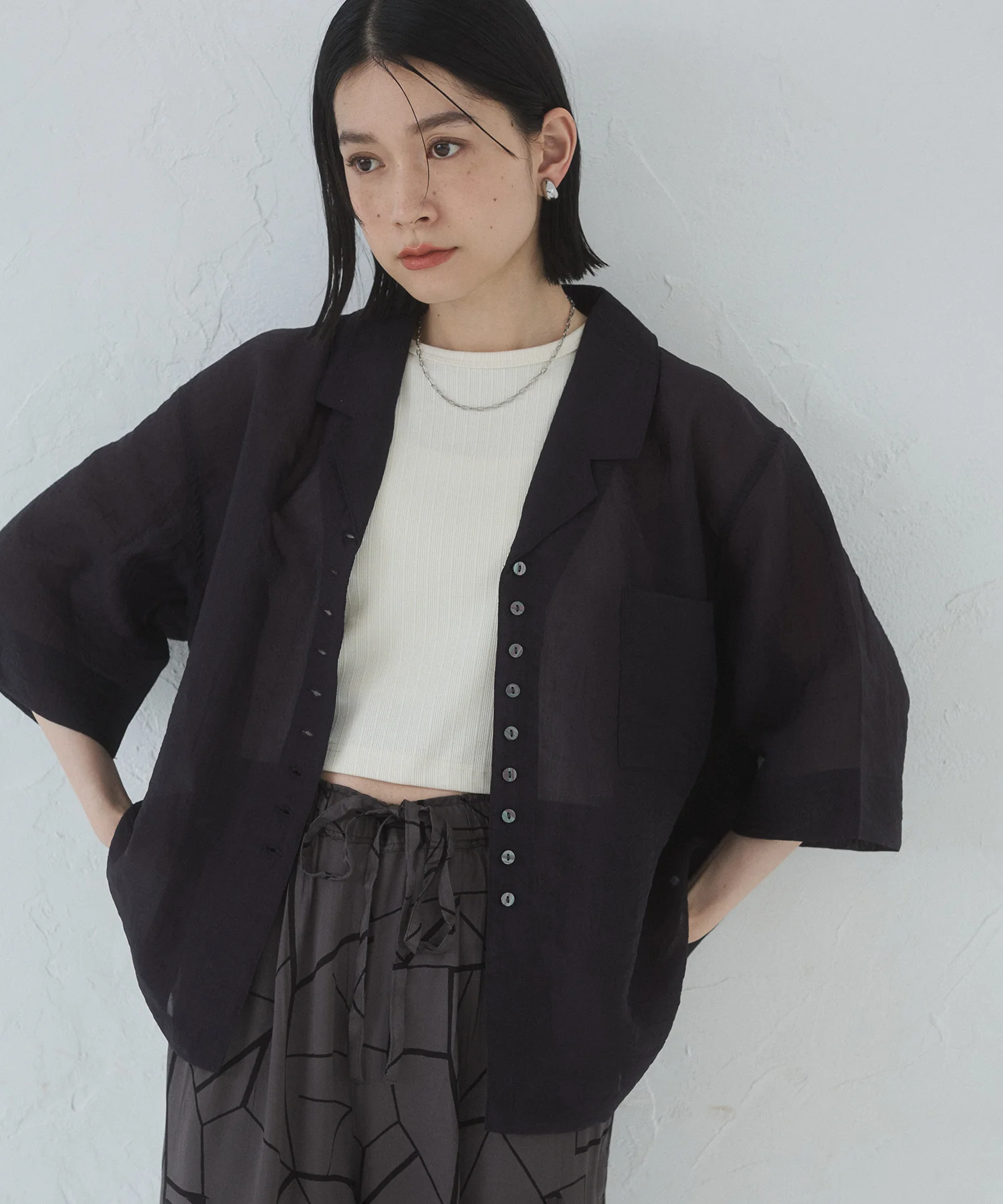 半袖 ツヤシアーシャツ