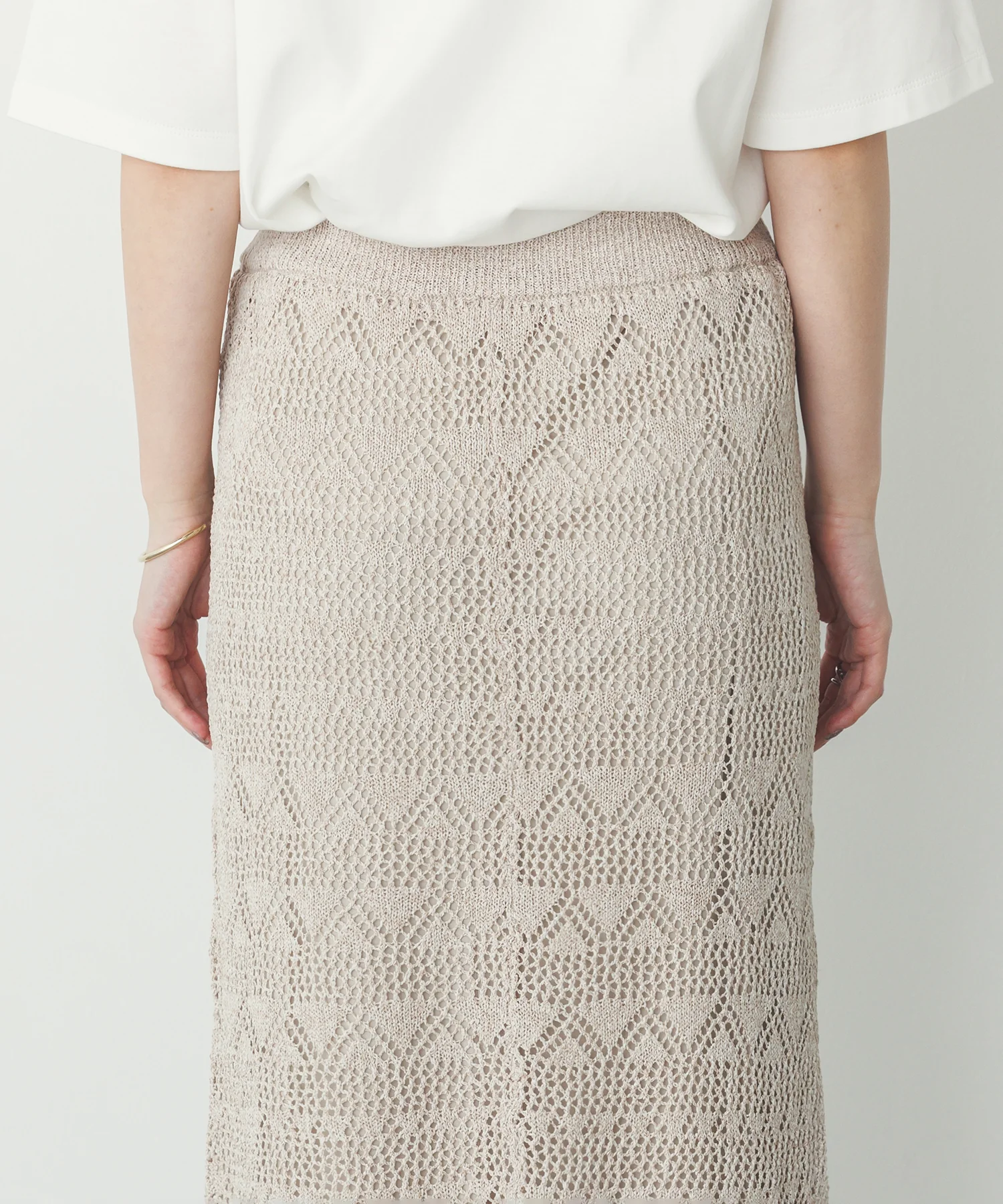 ペーパーヤーン 透かし編み ニットナロースカート
