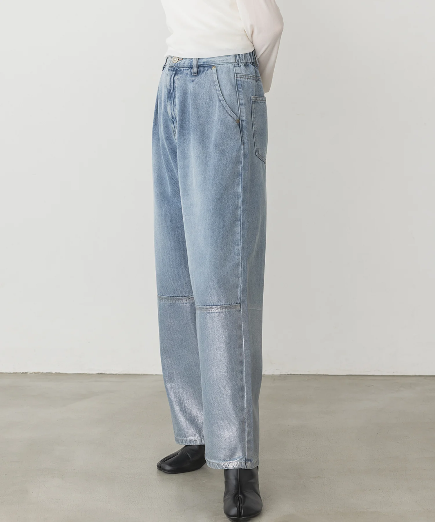 箔プリントルーズデニムパンツ