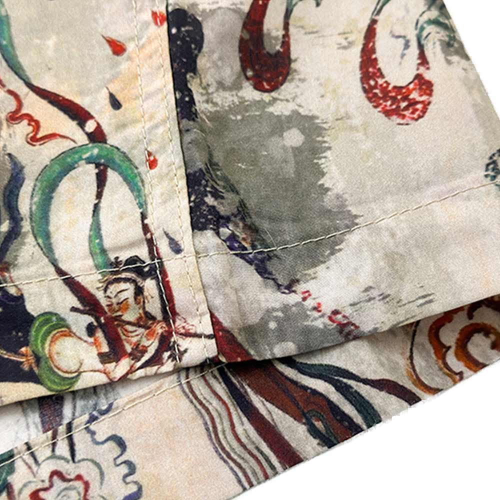 「敦煌飛天」柄リヨセル半袖アロハシャツ