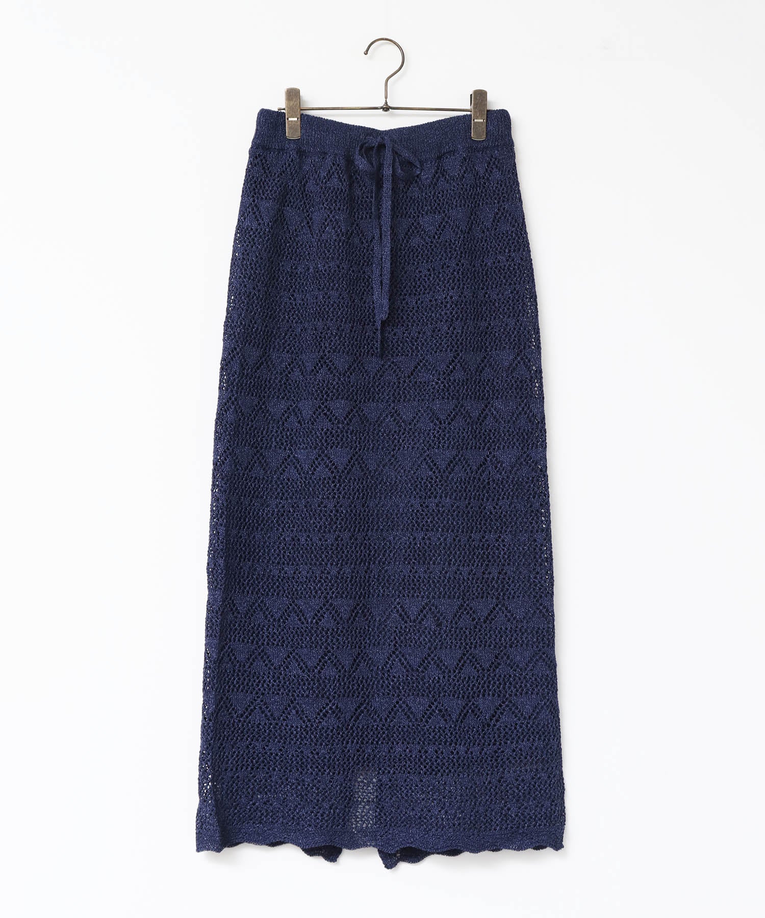 ペーパーヤーン 透かし編み ニットナロースカート