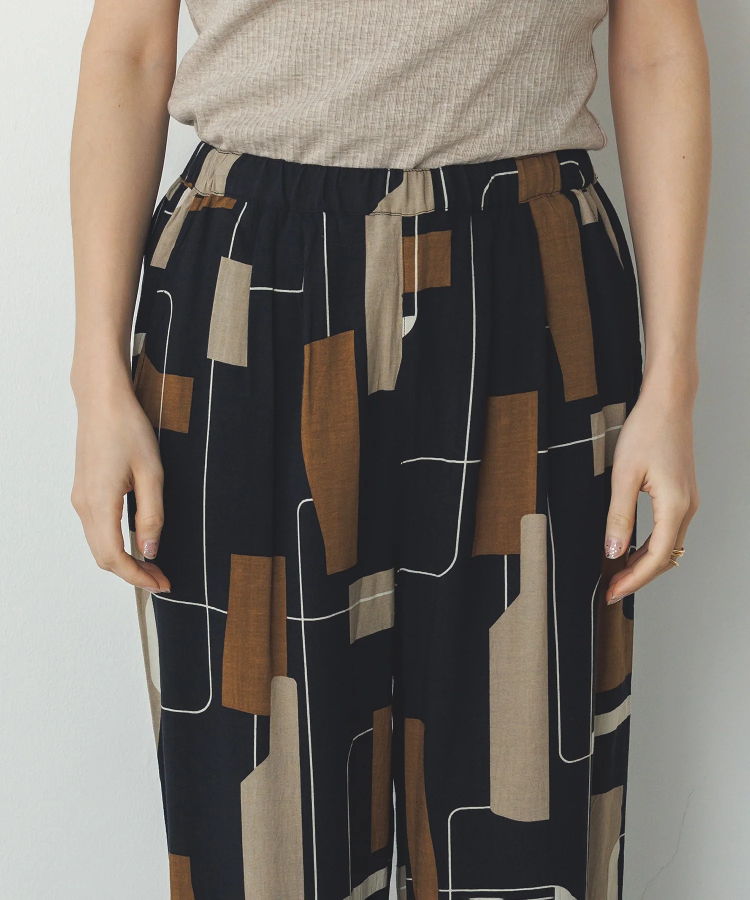 レーヨン スラブプリント イージーパンツ