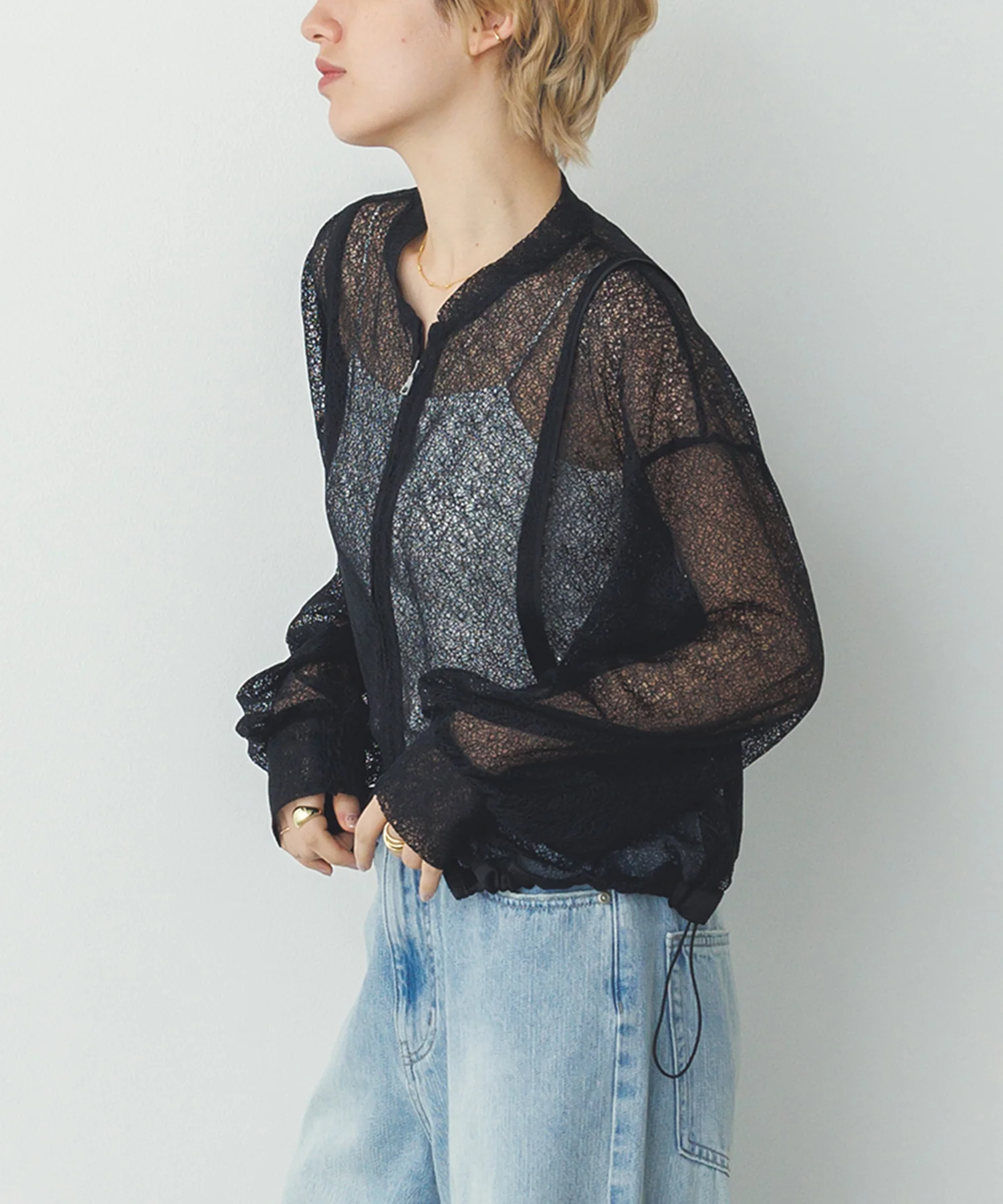 ダブルジップレースブルゾン