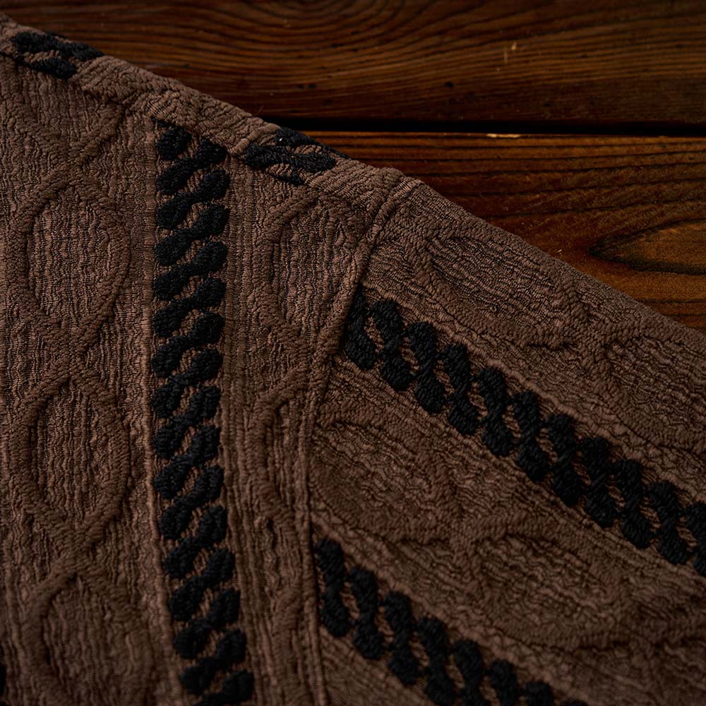 レトロエスニック調ジャカード　ストライプ長袖シャツ