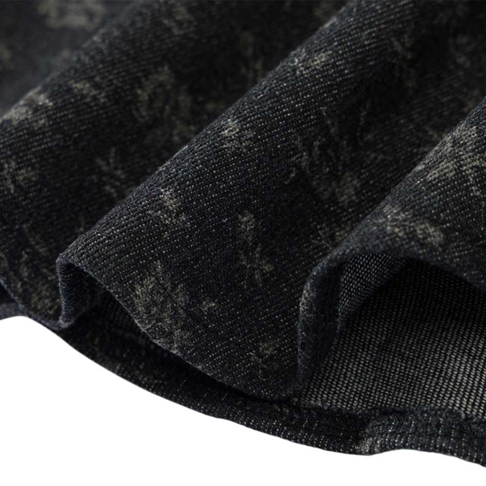 レトロ民族風　デニムワーク長袖 シャツメンズ