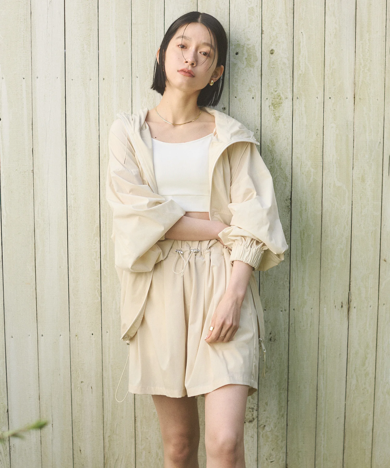 【接触冷感】フリルギャザー ショートパンツ