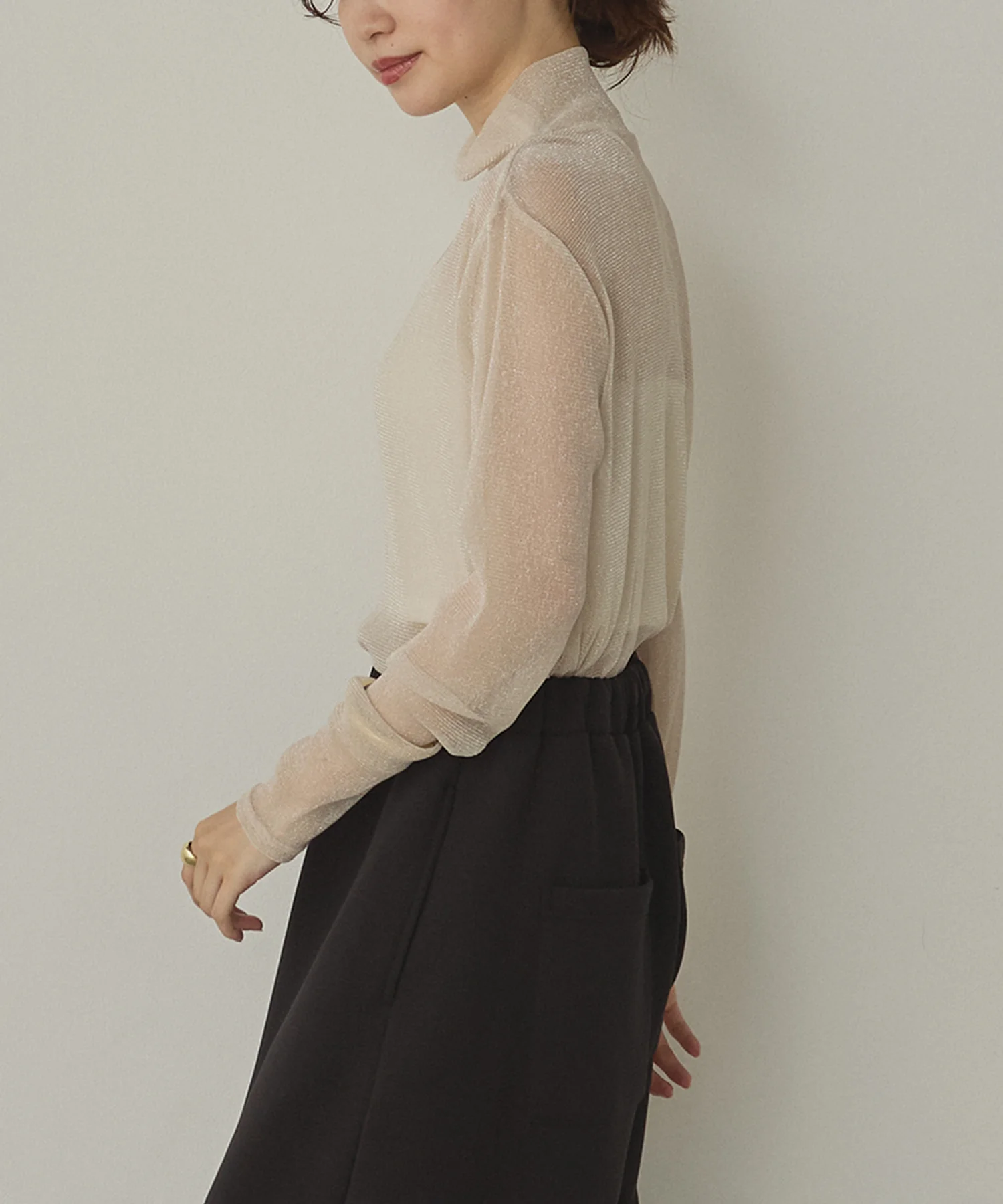 【新色追加】ラメシアー ハイネックトップス