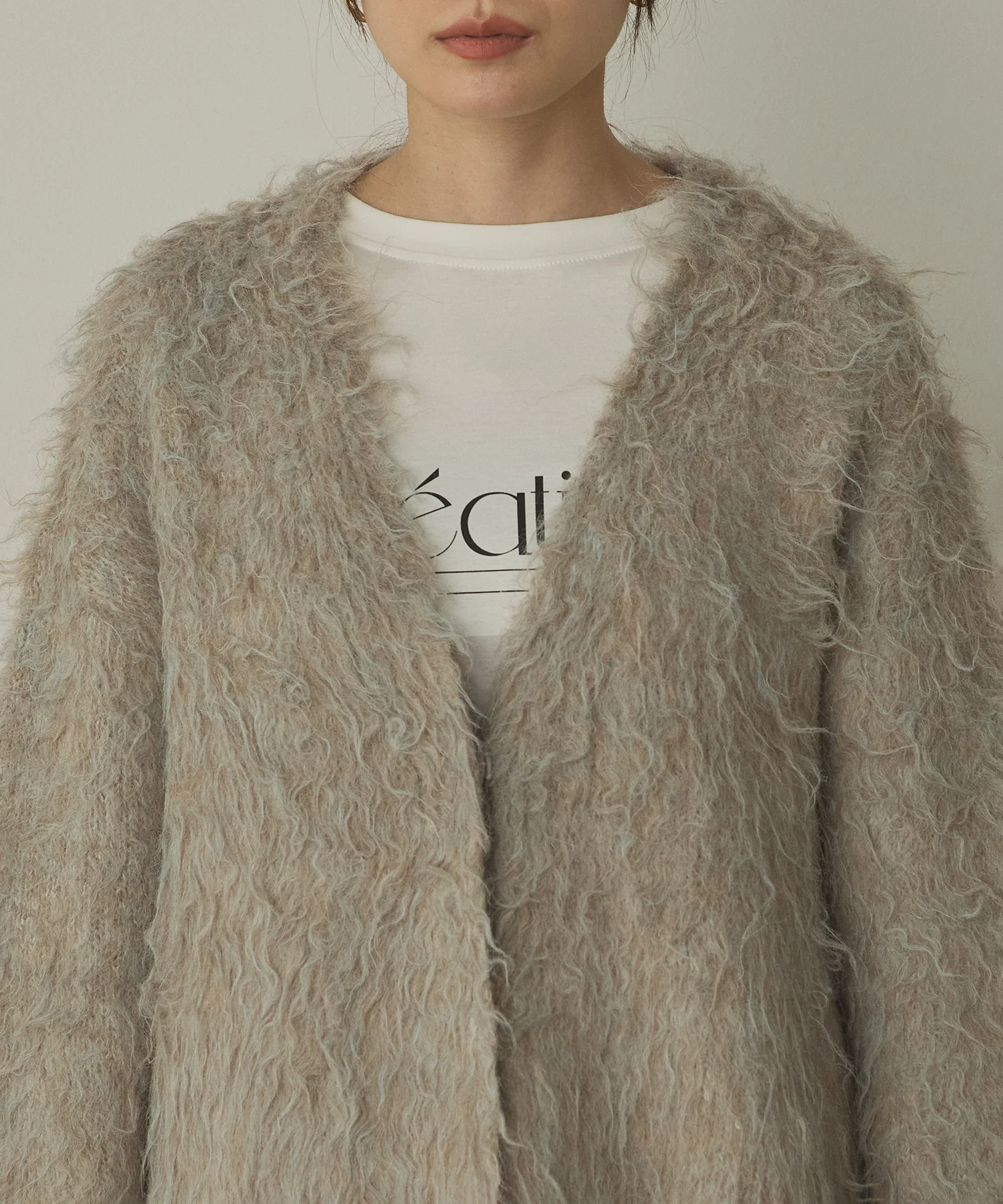 起毛シャギー ニットカーディガン