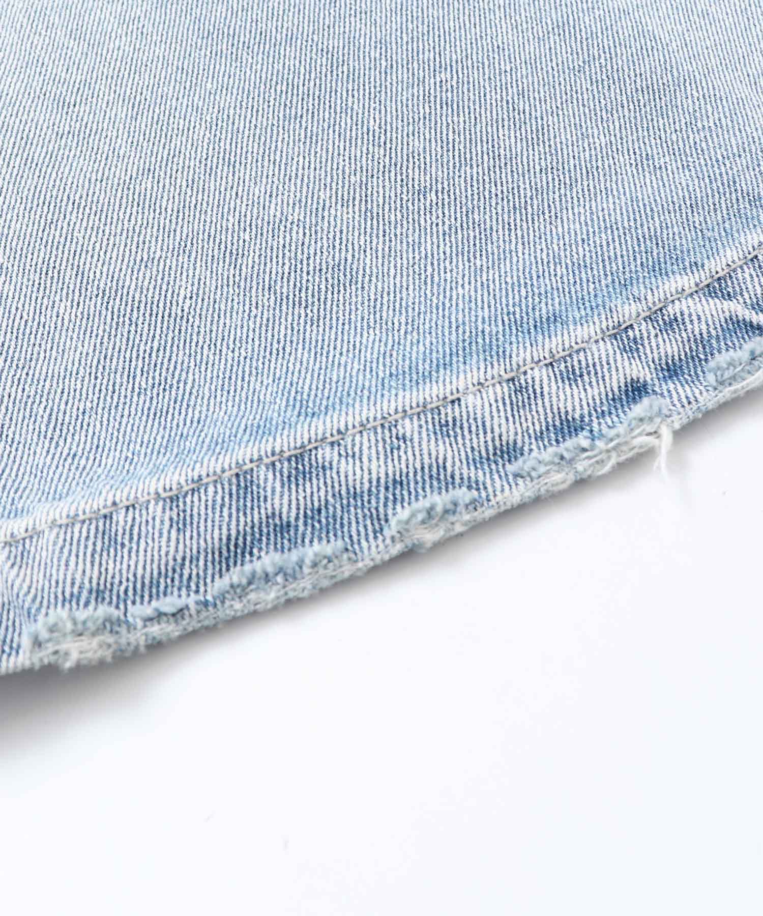 ダメージデニム ゆるストレートパンツ