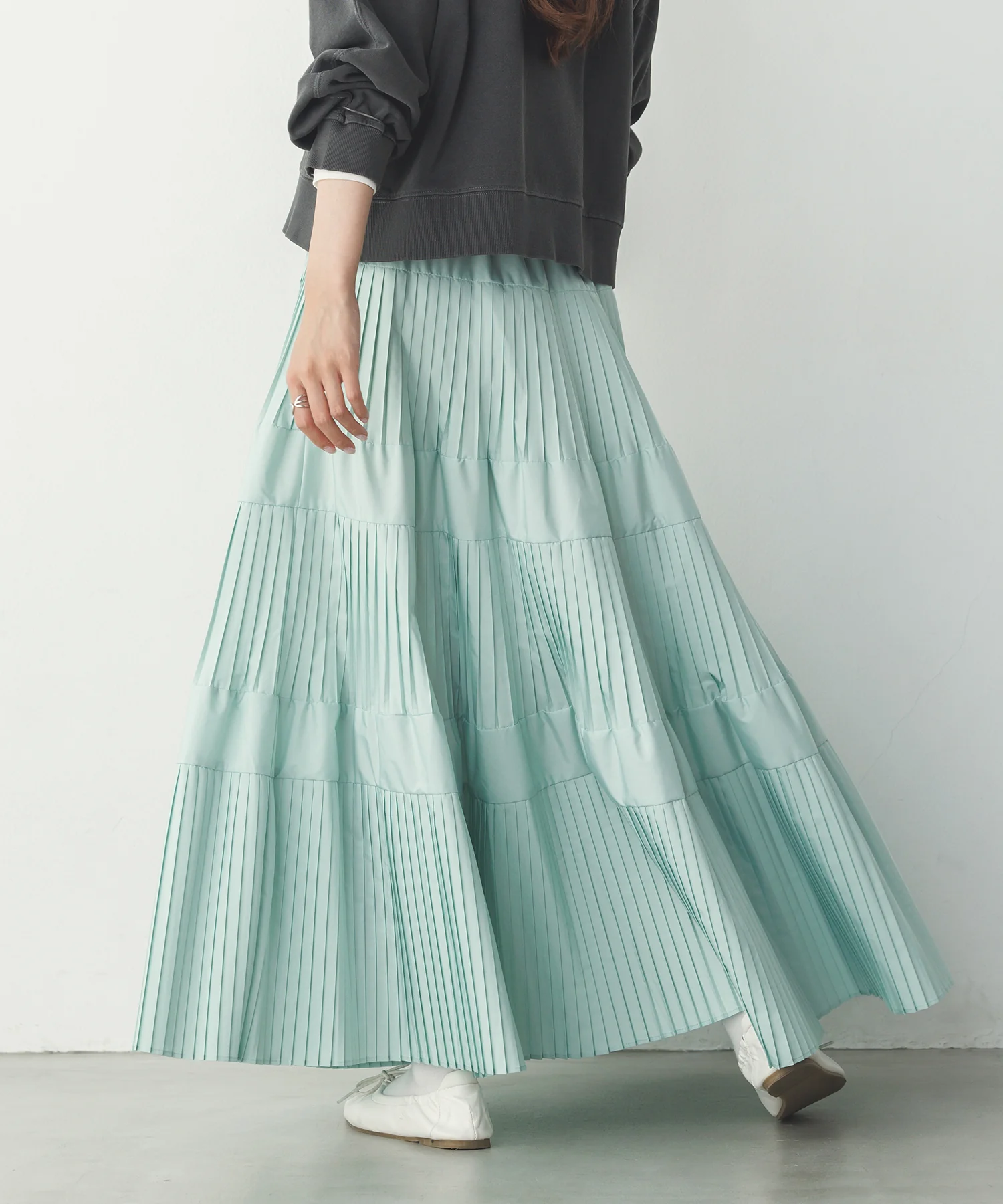 【新色追加】プリーツティアードスカート