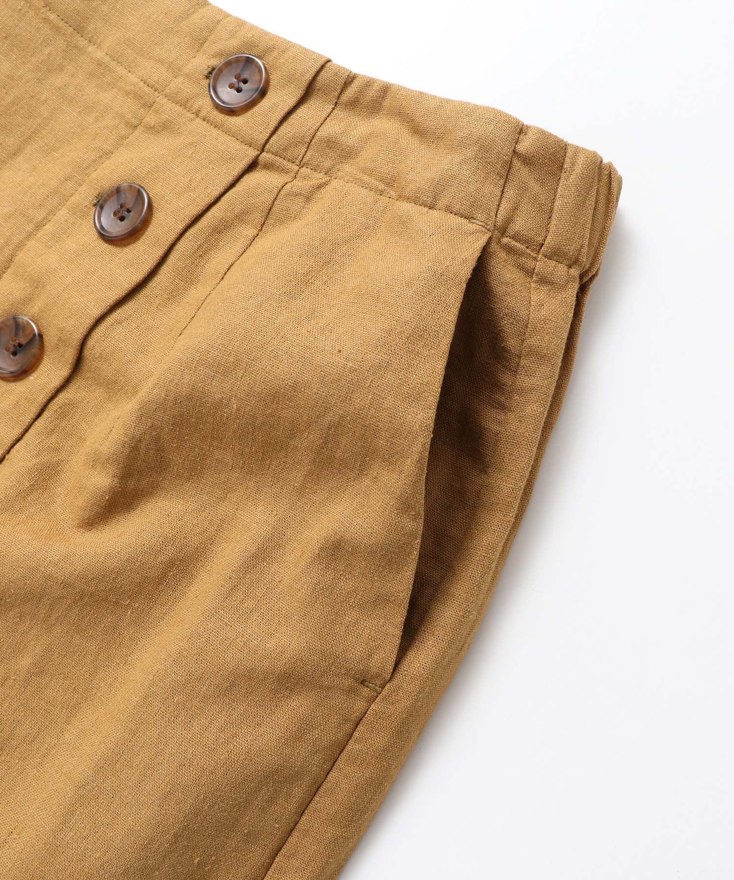 【WEB限定】フレンチリネンブレンド ラップ風タイトスカート