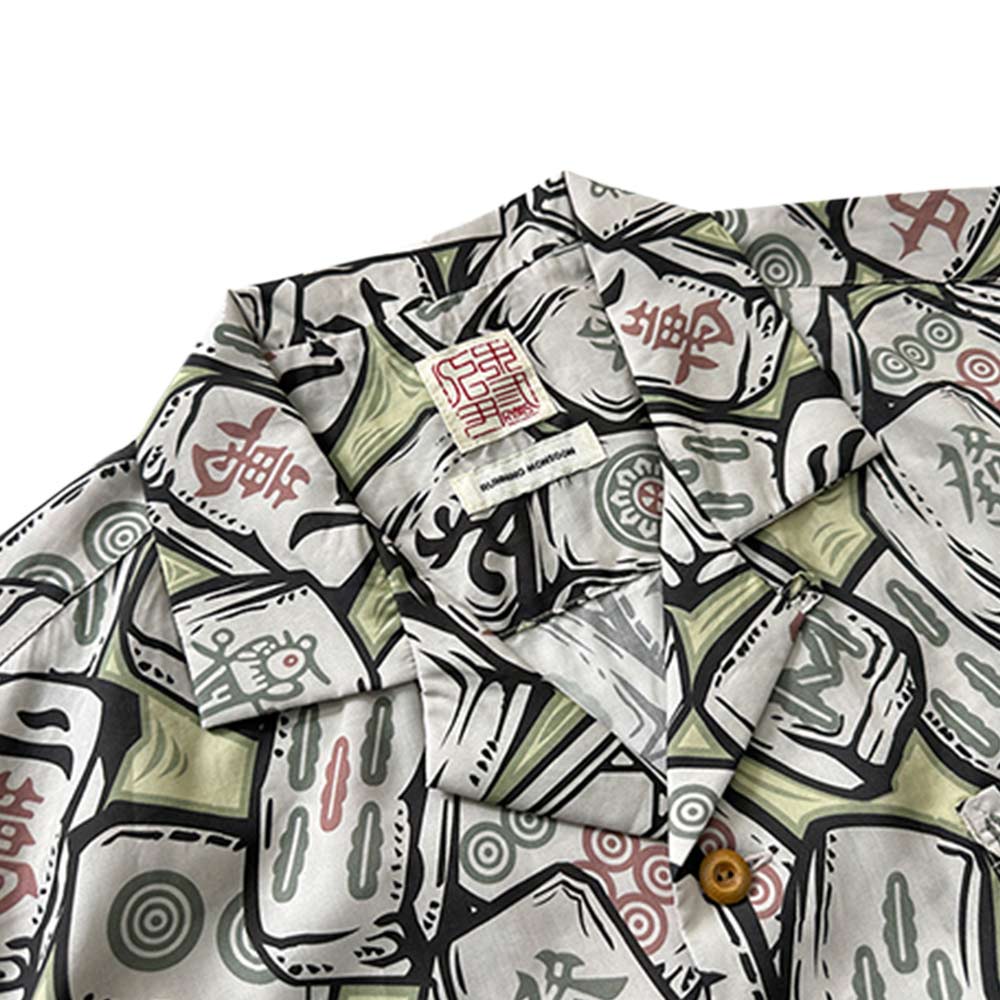 「ラッキースター」麻雀柄プリント半袖シャツ