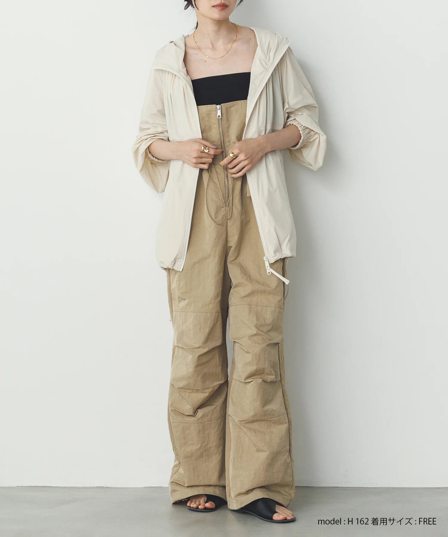 【接触冷感】フード付 ギャザーブルゾン