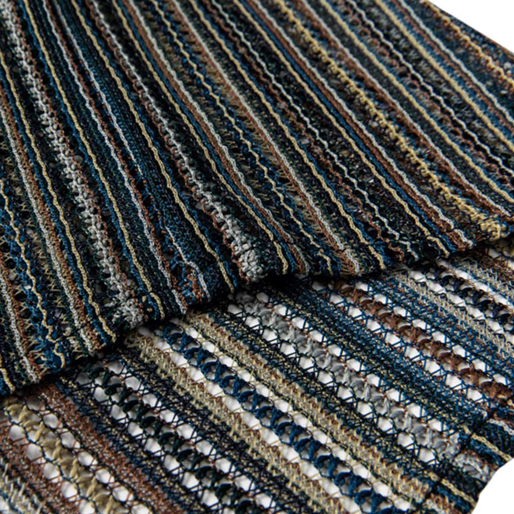 日系レトロ民族風ストライプ透かし柄半袖シャツ