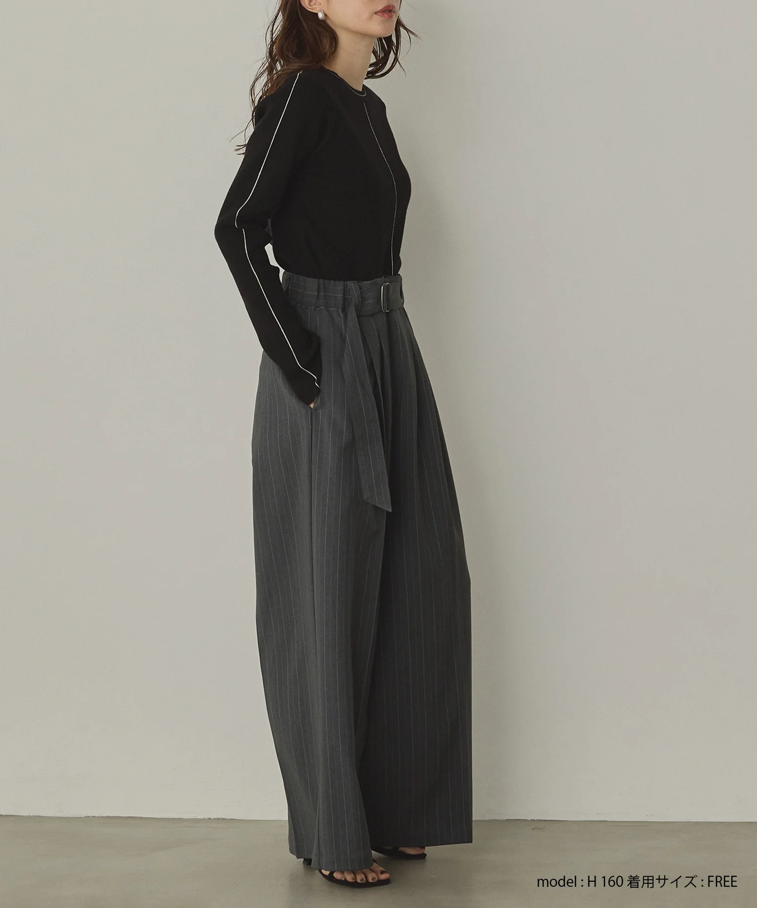 ツイルストライプ タックワイドパンツ