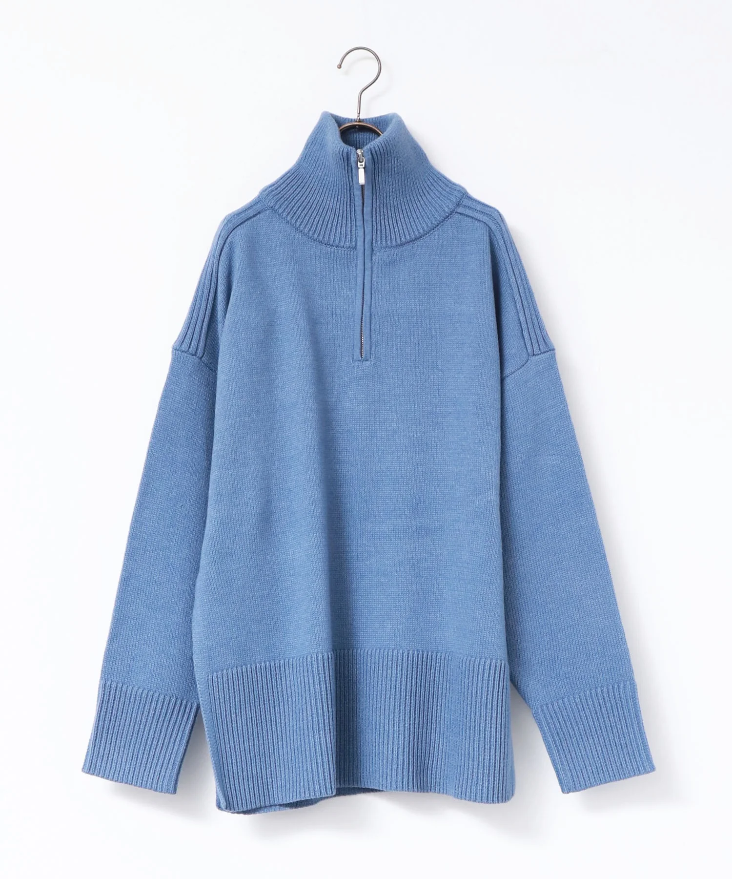 ハーフジップハイネックニット