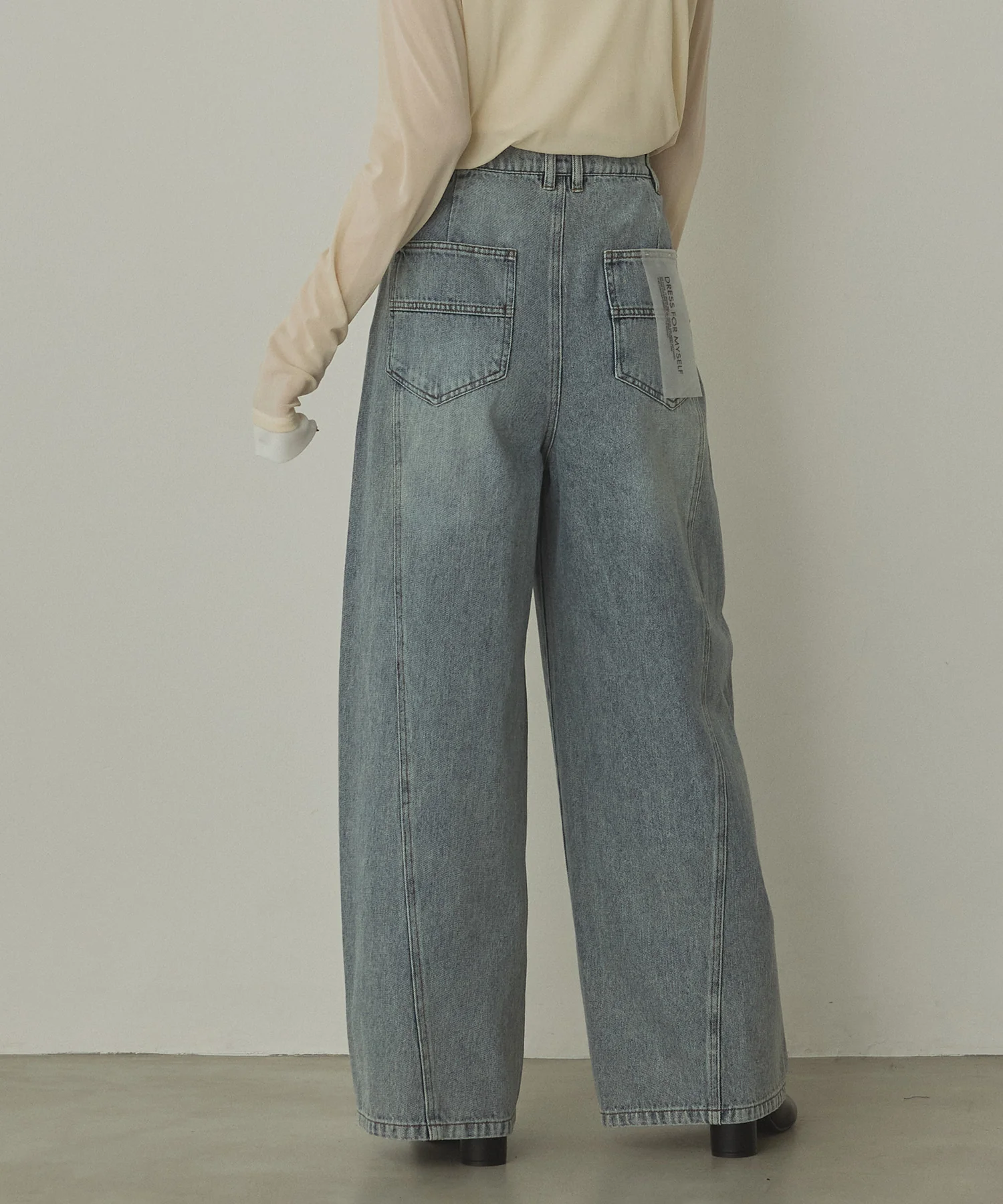 スラブデニム/ラメ ワイドパンツ　