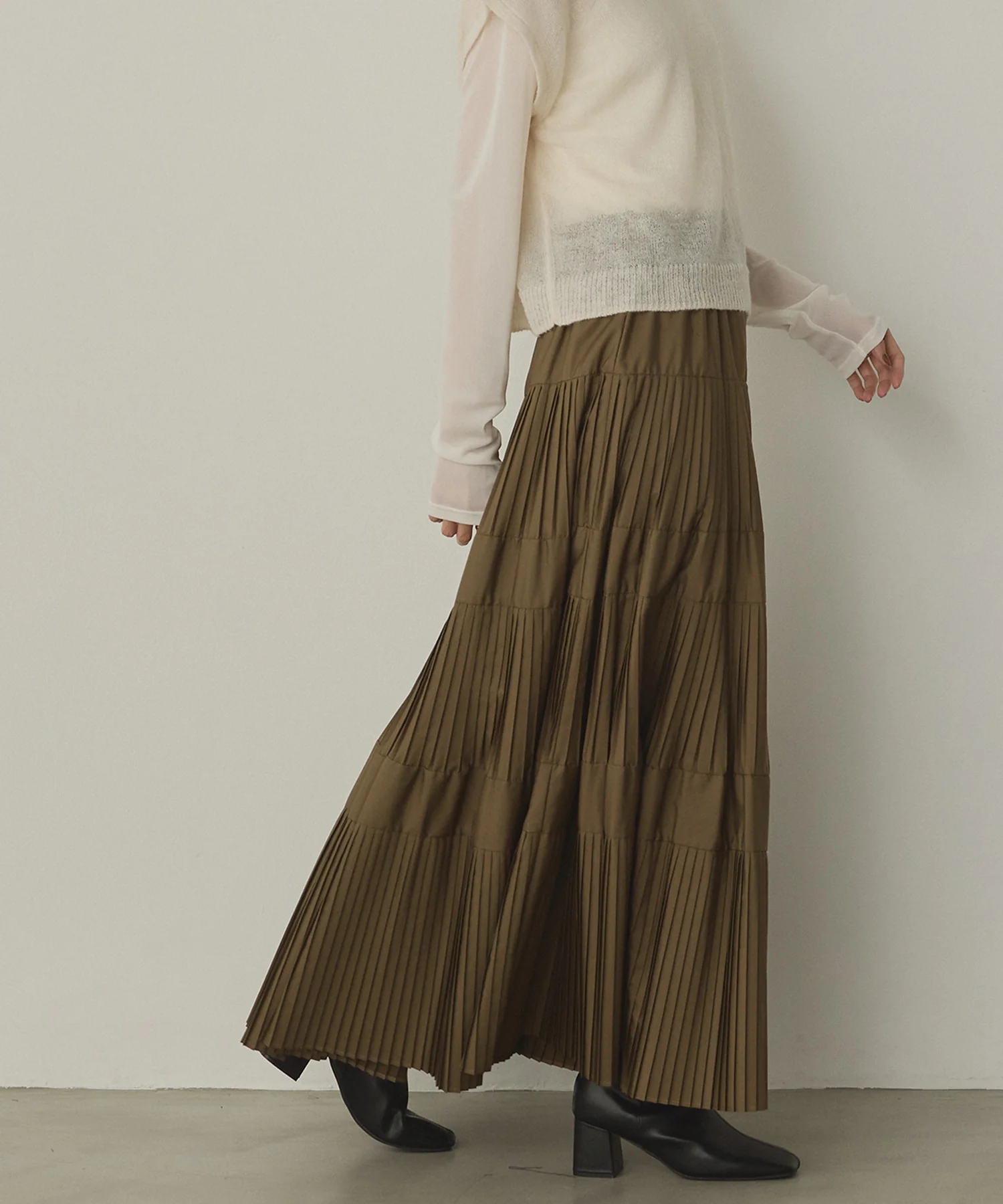 【新色追加】プリーツティアードスカート