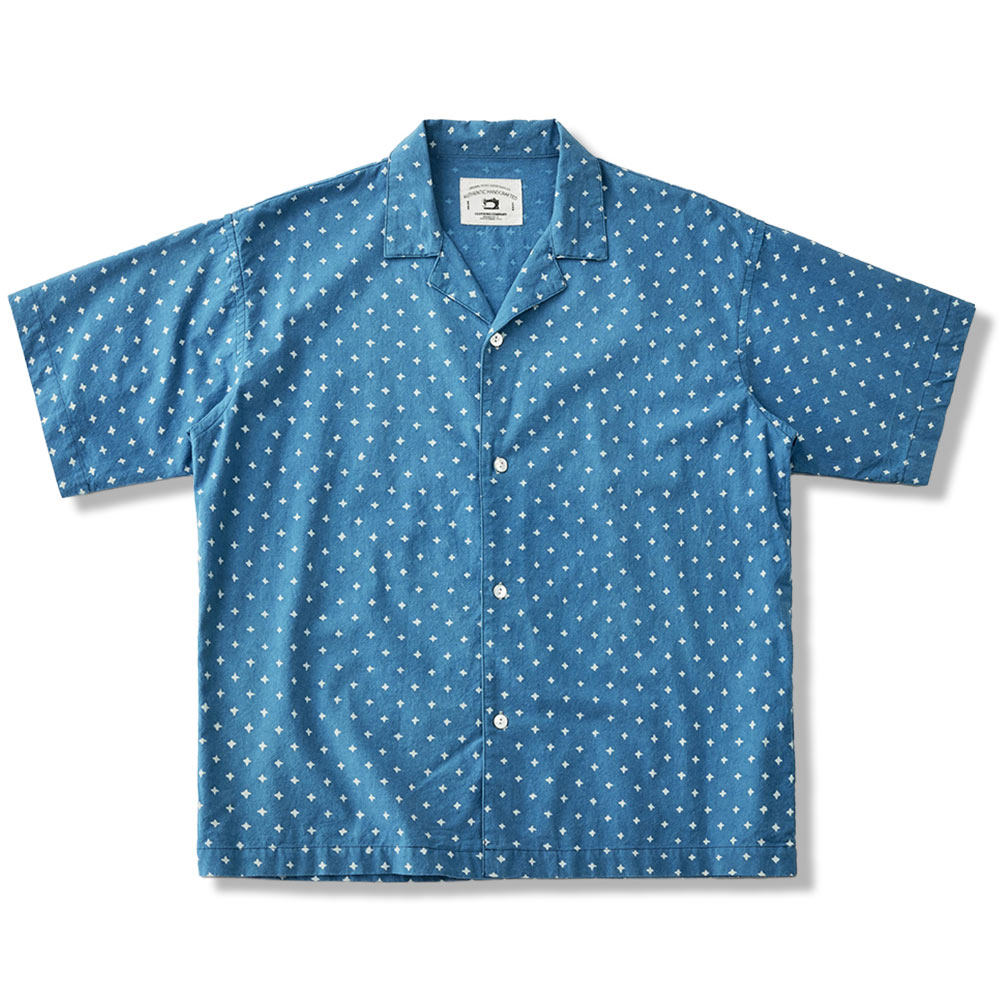 藍染めアメカジ オープンカラー半袖シャツ