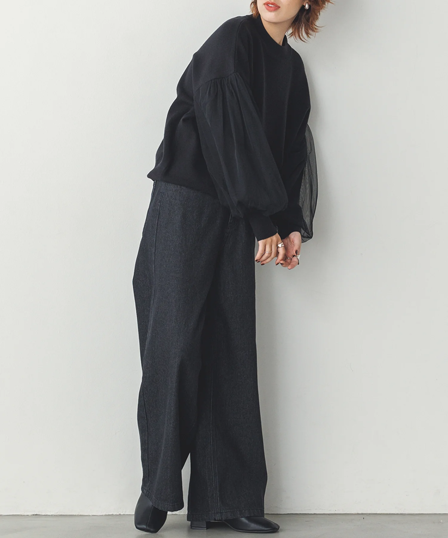 【静電気防止】やわもちヤーン チュールドッキングニット