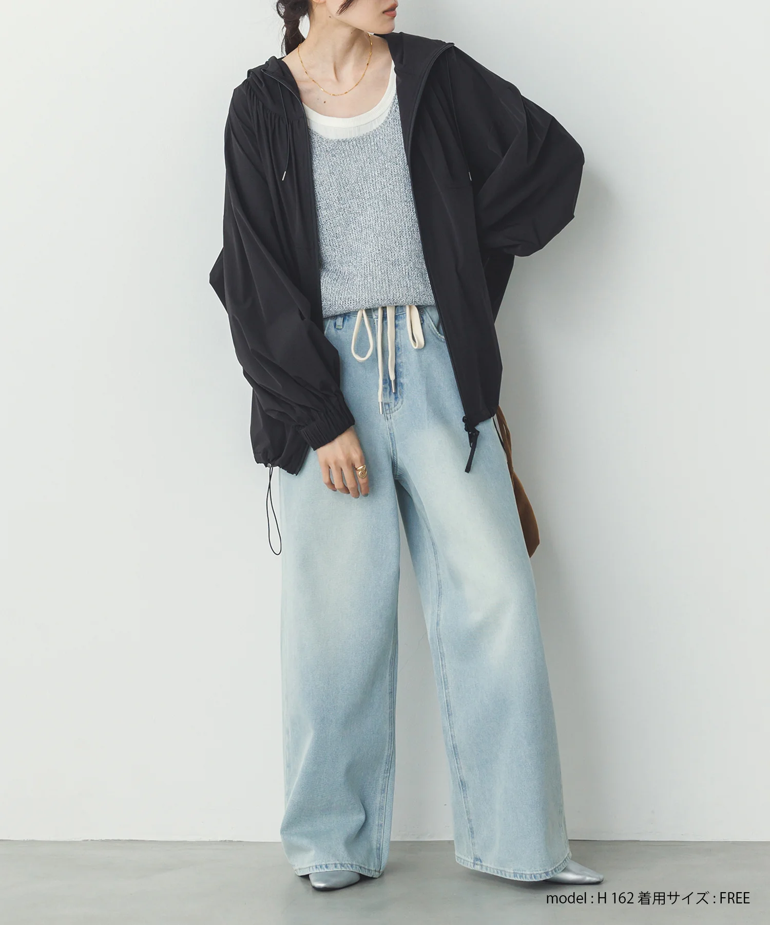 【接触冷感】フード付 ギャザーブルゾン