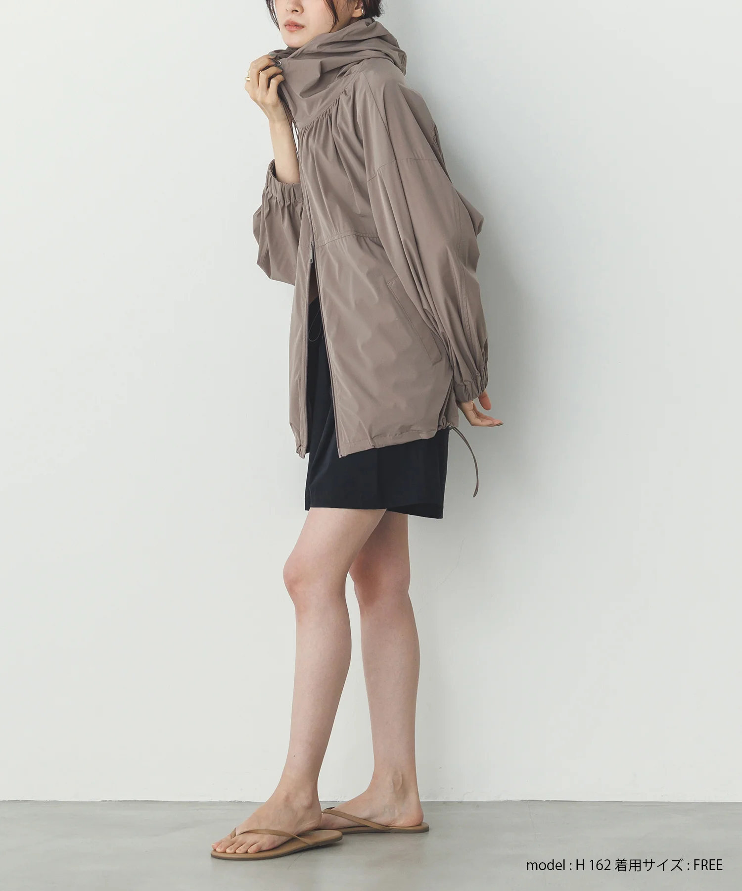 【接触冷感】フード付 ギャザーブルゾン