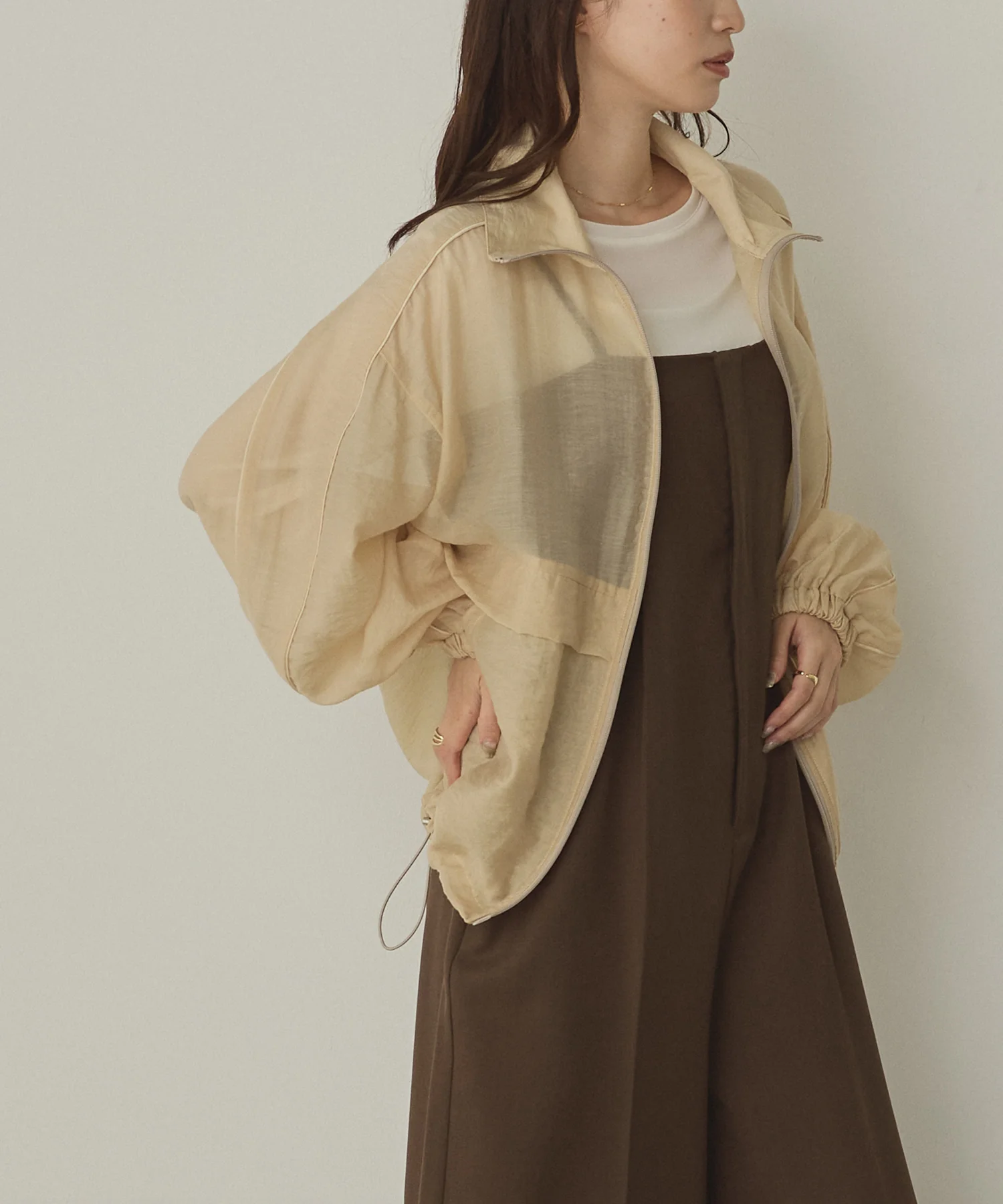 セルロース ナイロンシアー Wジップブルゾン