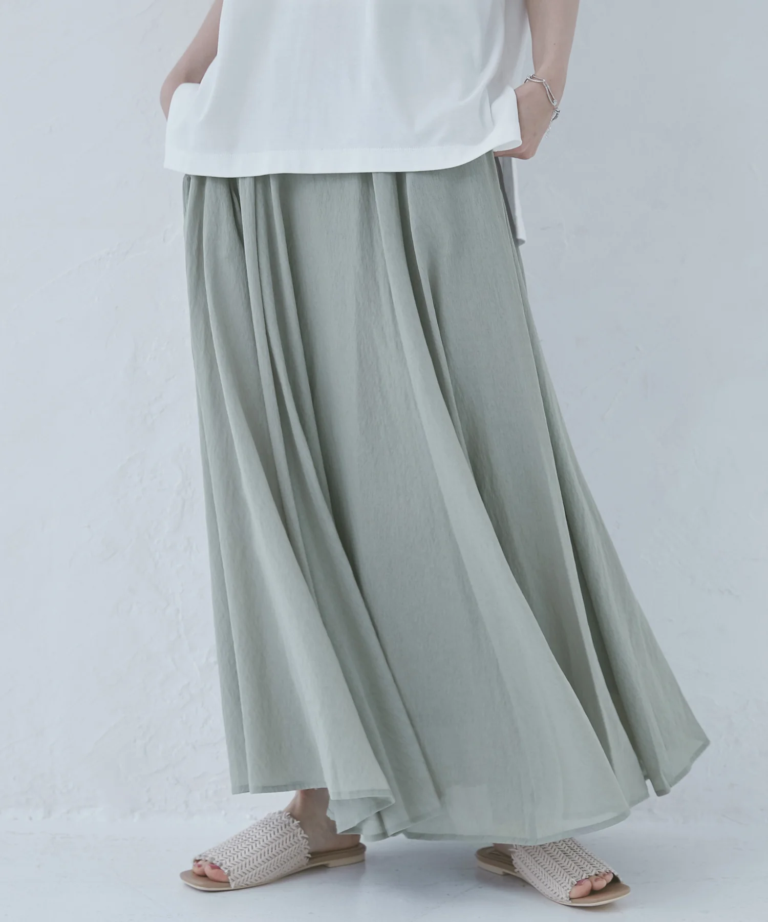 【新色追加】ハイツイストシアー マキシフレアスカート