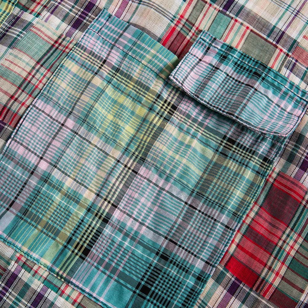 アメカジパッチワーク風シャツ半袖