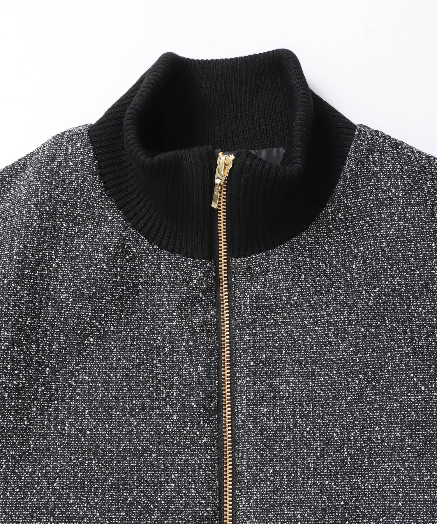 スタンドカラー ツィードブルゾン